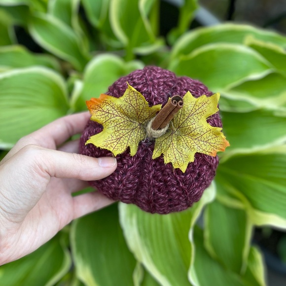 Fall Decor - Handmade Crochet Burgundy Pumpkins -
Set of 3 Small - Picture 4 of 6